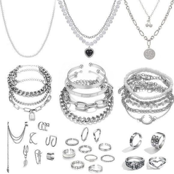 New 36 PCS Silver Plated Jewelry Set - Picture 1 of 6